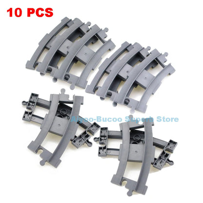 Big Size Building Blocks Train Railway Transport Set Track Parts Electric Locomotive DIY Assemble Interaction Toys For Children