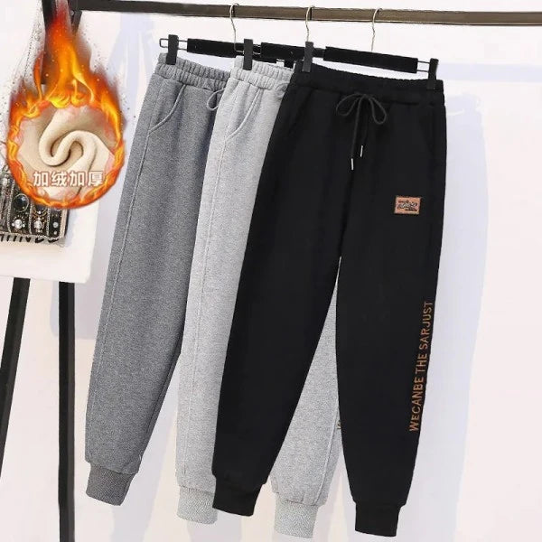 Thickened Fleece Cotton Harlan Pants Women's Casual Sports Sweatpants High Waist Elastic Bottom Leisure Trousers for All Seasons
