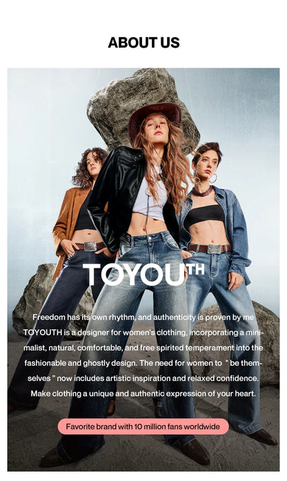 TOYOUTH Women Brushed Shirts 2026 Spring New Mid-Length Gradient Blue-White Plaid Loose Blouses