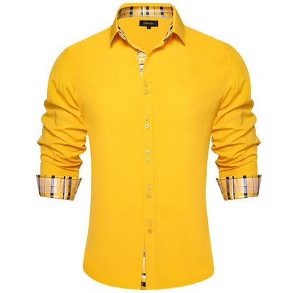 Men's Polyester Cotton Solid Black Shirts Long Sleeve Blue Paisley Patchwork Social Casual Dress Shirt Elegant Men Clothing