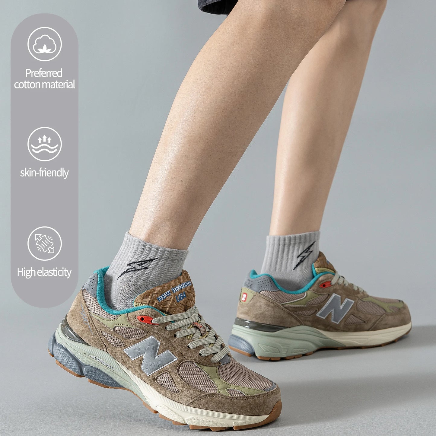 Performance Socks Men Quarter Ankle Athletic Running Hiking Cushion Breathable Ventilation Cotton Sports 5 Pairs