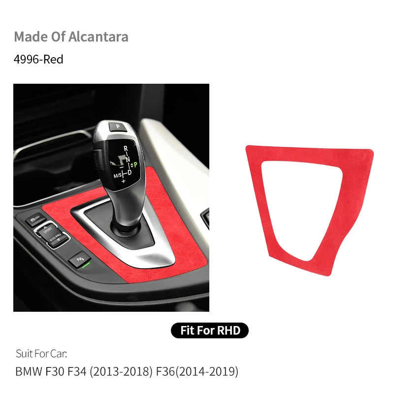 For BMW F30 F34 F36 Gear Shift Control Panel Trim Frame Decorative Sticker Made of Alcantara Car Interior Tuning Accessories