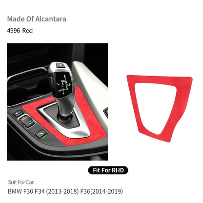 For BMW F30 F34 F36 Gear Shift Control Panel Trim Frame Decorative Sticker Made of Alcantara Car Interior Tuning Accessories