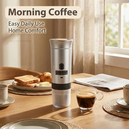 Electric Portable Coffee Machine Portable Italian Espresso Machine for Car & Home 3-in-1 Capsule Powder Travel Coffee Maker