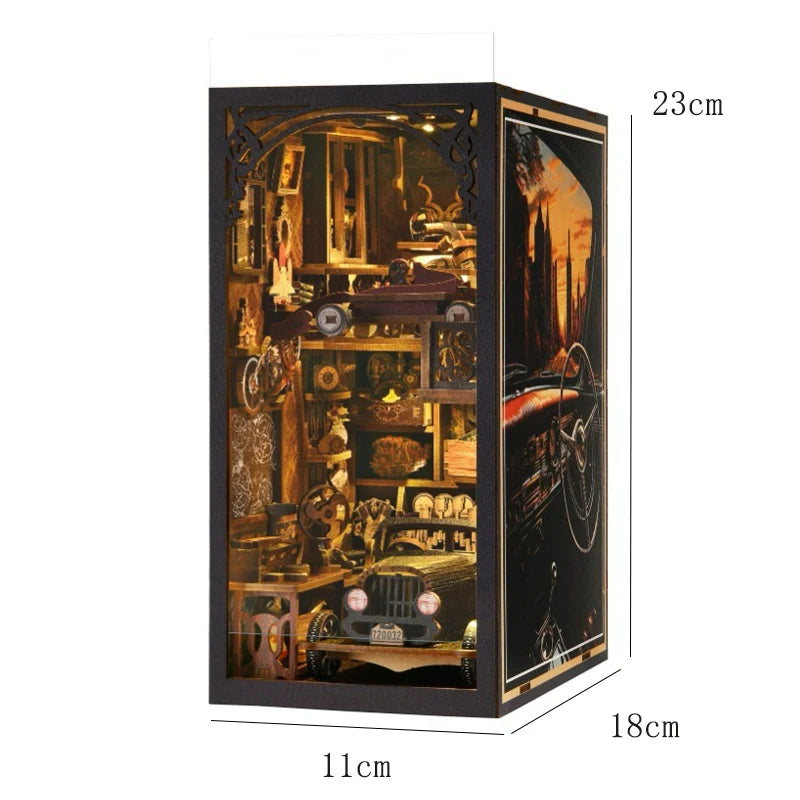 Wooden Book Nook Kits Miniature Wooden Doll Houses 3D Puzzles Assembly Building Toys Bookshelf Insert Decoration Toys For Gift