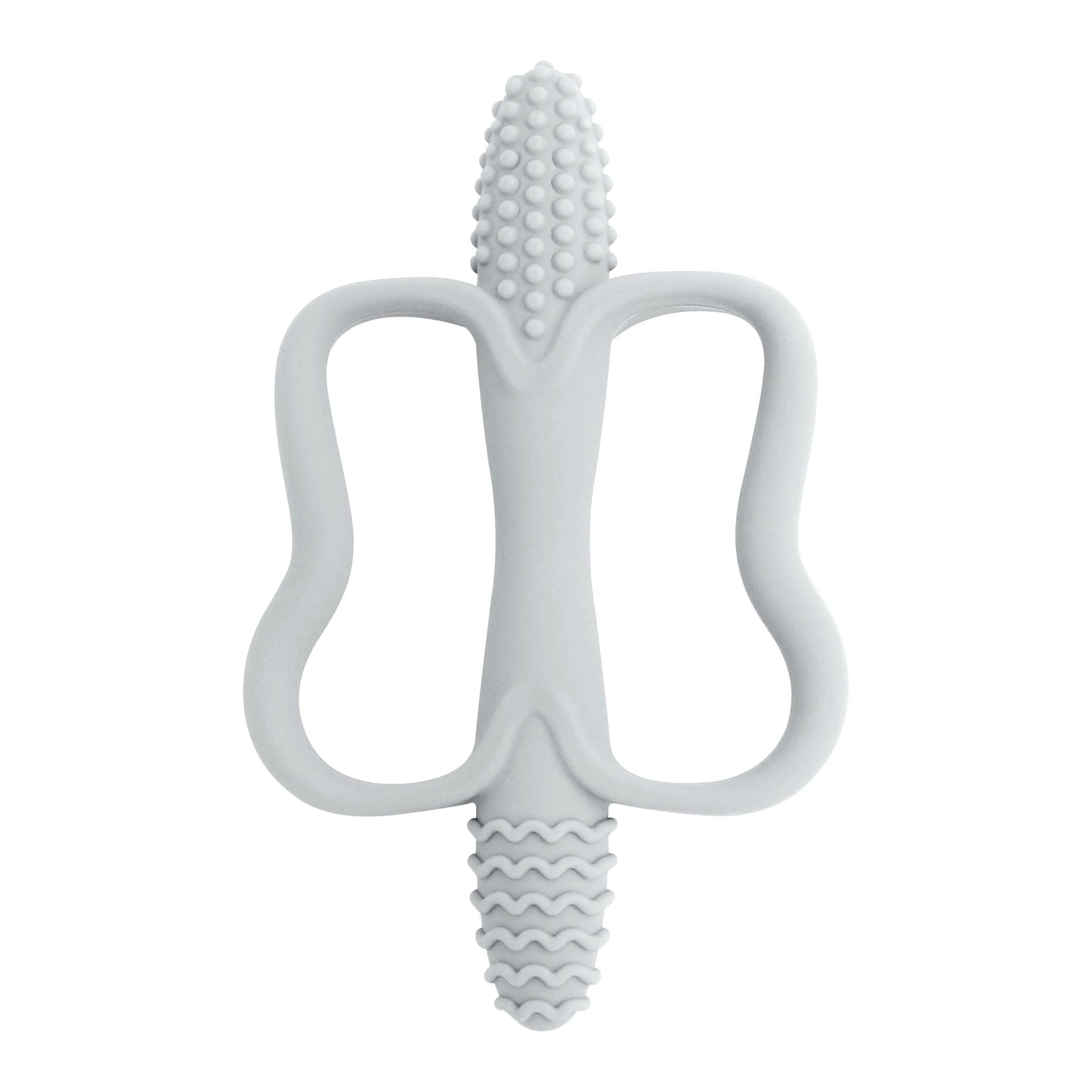 One-piece silicone teething stick with handle, baby toy teether, 6 colors, easy to grip, corn-shaped teether, BPA-free.