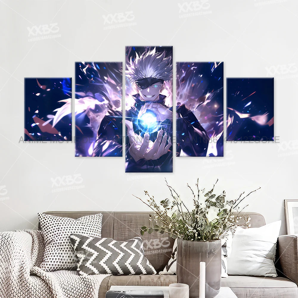 Anime Jujutsu Kaisen Character 5PCS Home Decor Canvas Paintings Pictures Wall Art Printed Poster No Frame Artwork Living Room