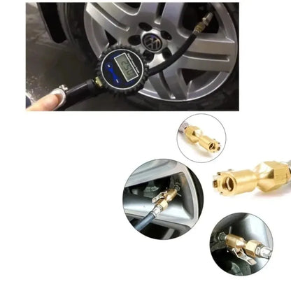 Mtorcycle Bicycle Auto for Digital Tire Pressure Inflator Gauge Aluminum Alloy Tire Pressure Gauge Air Line Clip-on Tyre Pump