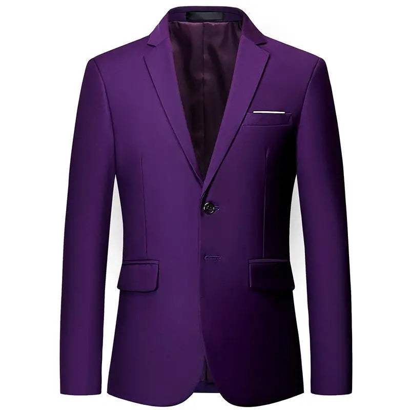 Men White Formal Jackets Two Bittons Long Sleeve Korean Mens Suit Jackets Office Wear Wedding Blazer