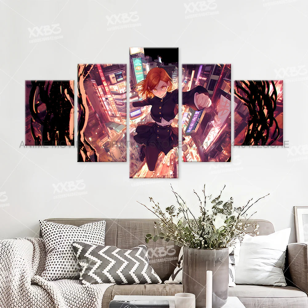 Anime Jujutsu Kaisen Character 5PCS Home Decor Canvas Paintings Pictures Wall Art Printed Poster No Frame Artwork Living Room