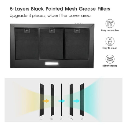 Tieasy 30 inch 900CFM Built-in Gesture Touch Sensing Control Ducted/Ductless Kitchen Range Hood YYB1670T