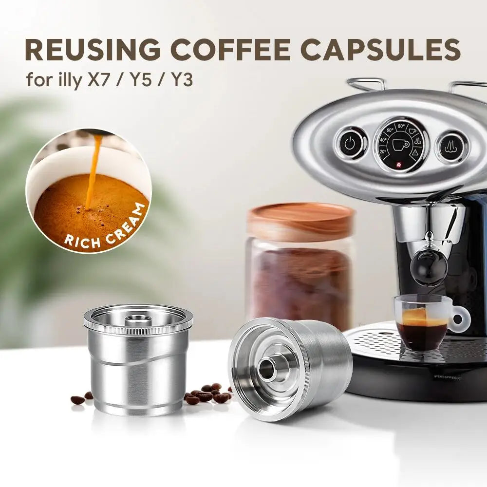 Reusable Capsule for illy y3 Machine Espresso Refillable Pods Stainless Steel Crema Coffee Filter Pod Comaptible with illy X7 Y5