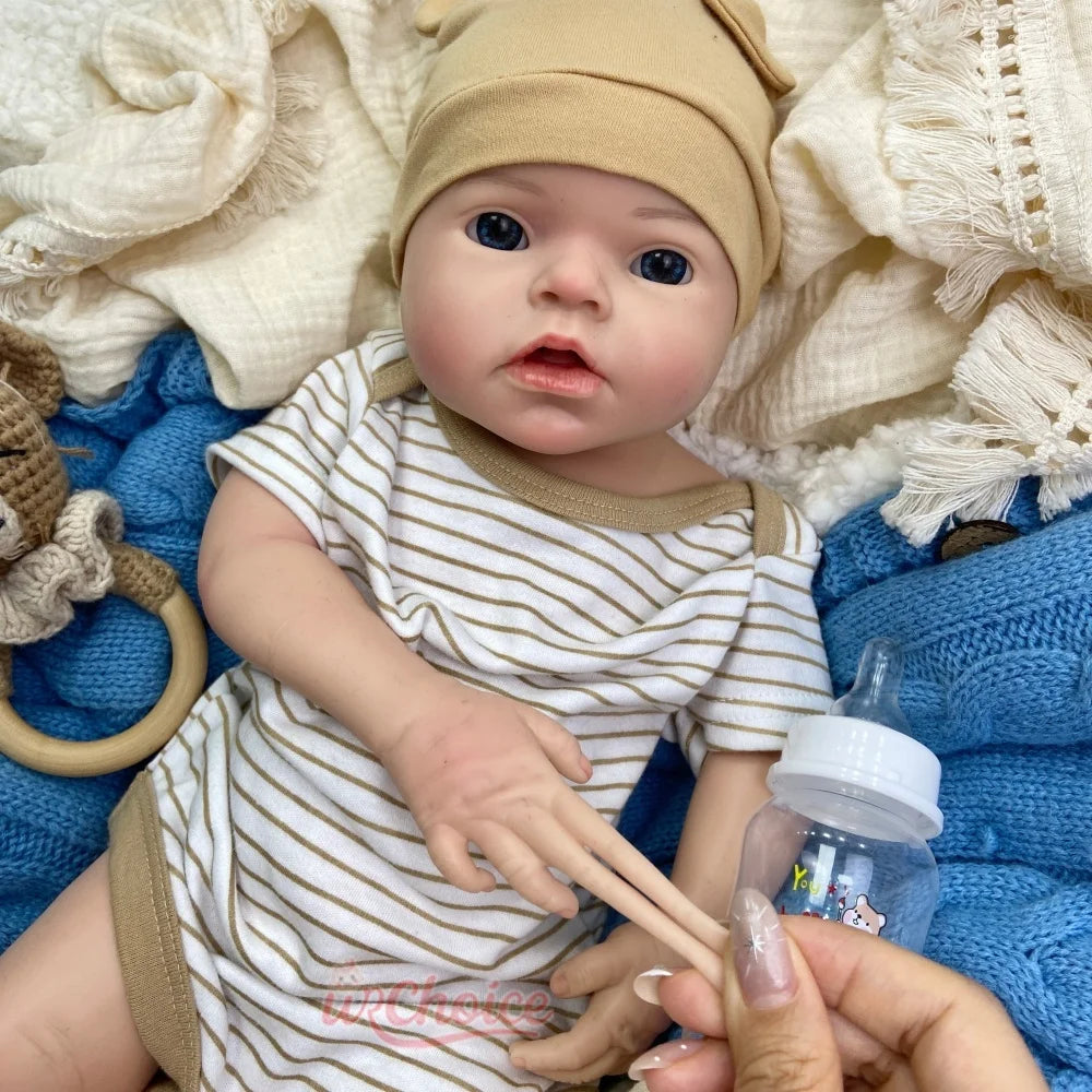 50cm Chubby Can Drink and Pee Girl/Boy Silicone Reborn Baby Realistic Full Body Fine Details Premium Doll For Collector