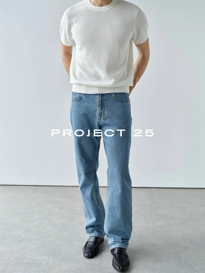 PROJECT 25 Mens Vintage Indigo Wash Jeans Japan KUROKI Okayama Denim Fabric Slim Straight Fit Business Commuter Casual Pants