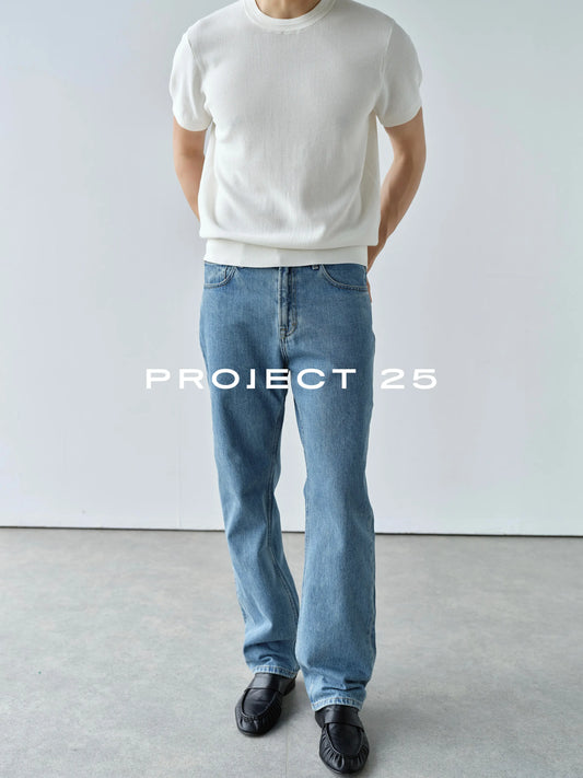 PROJECT 25 Mens Vintage Indigo Wash Jeans Japan KUROKI Okayama Denim Fabric Slim Straight Fit Business Commuter Casual Pants