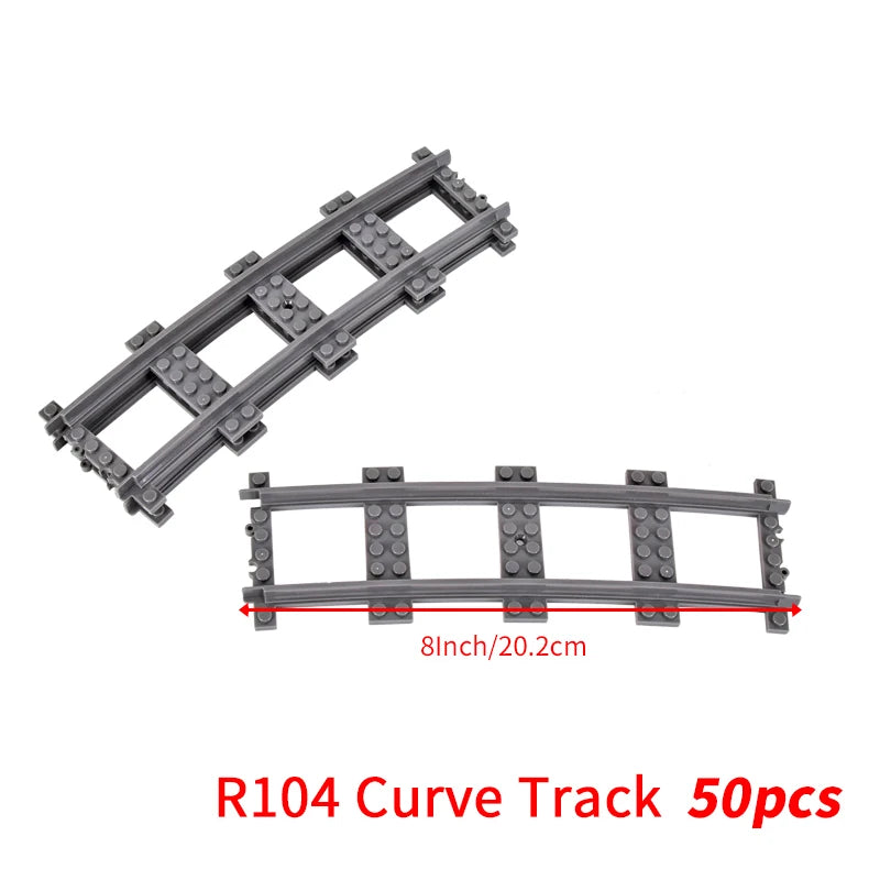 MOC City Bricks Train Flexible Construction Parts Railway Curve Track R104 Building Blocks Model Accessories Compatible 53401
