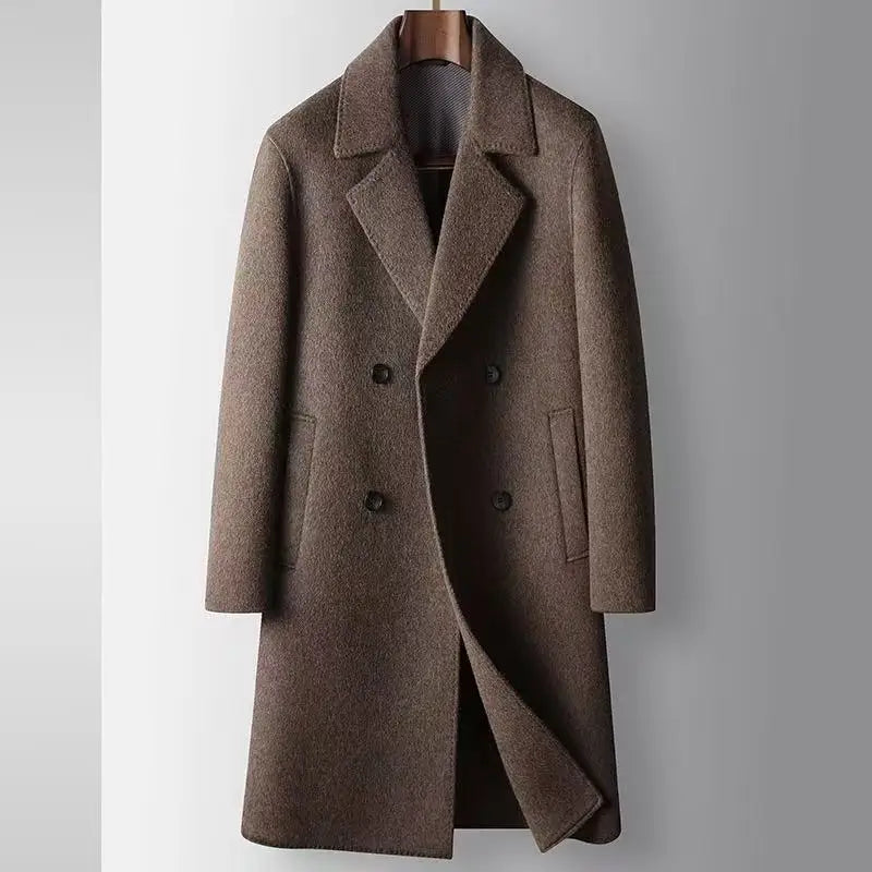 2025 Autumn/Winter New Men's Woolen Coat Medium Long Double breasted 70% Wool Content Light Luxury Double sided Ni Windcoat Coat