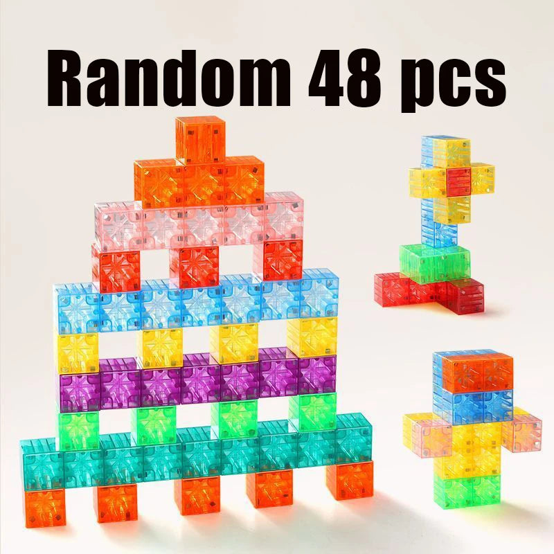 DIY Magnetic Building Blocks Transparent Square Toy Colorful Cubes Toy Construction Toy Assembly Toy for Children DIY Toys Gift