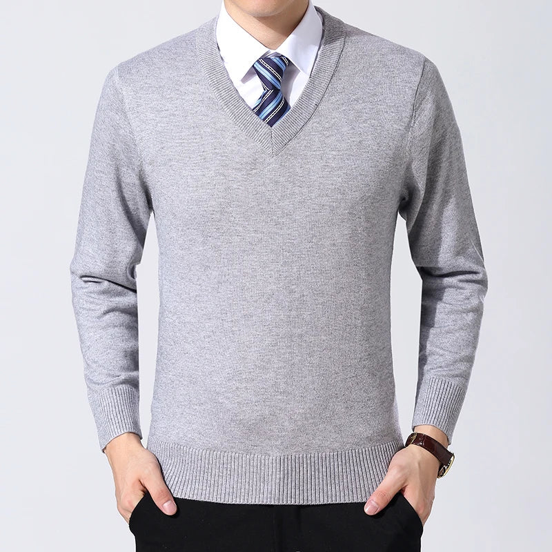2025 New Fashion Brand Sweater Mens Pullover V Neck Slim Fit Jumpers Knitting Thick Warm Autumn Korean Style Casual Mens Clothes