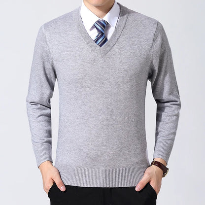 2025 New Fashion Brand Sweater Mens Pullover V Neck Slim Fit Jumpers Knitting Thick Warm Autumn Korean Style Casual Mens Clothes