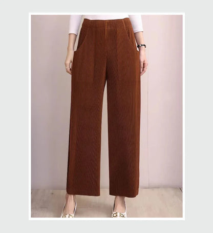 Miyake Pleated Fall Women Pants New High-waisted Thin Casual Pants Temperament Fashion Versatile Office Commuting Women's Pants