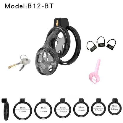 New Super Soft Cobra Chastity Cage Penis Abstinence Bondage Cock Cage with 6 Size Rings Catheter Sissy Gay Male Sex Toys 18