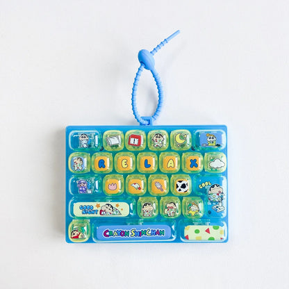 Crayon Shin-chan 26 Key Mechanical Keyboard Keychain Fidget Toy Cute Bag Pendant Stress Relief Gift for Kids Fans anime figure