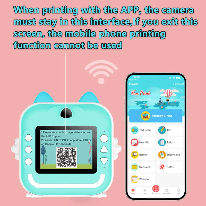 Children 1080P HD Digital Camera Toys Instant Print for Kids Thermal Print Camera Instant Print Photo Video With TF Memory Card