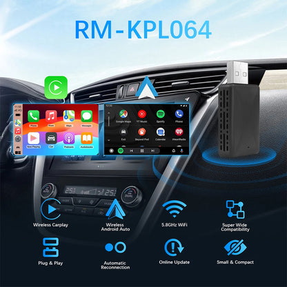 2 IN 1 CarPlay Smart Box Wired to Wireless Android Auto Adapter Car Play Dongle For Car Has CarPlay Android Auto Used by Cable