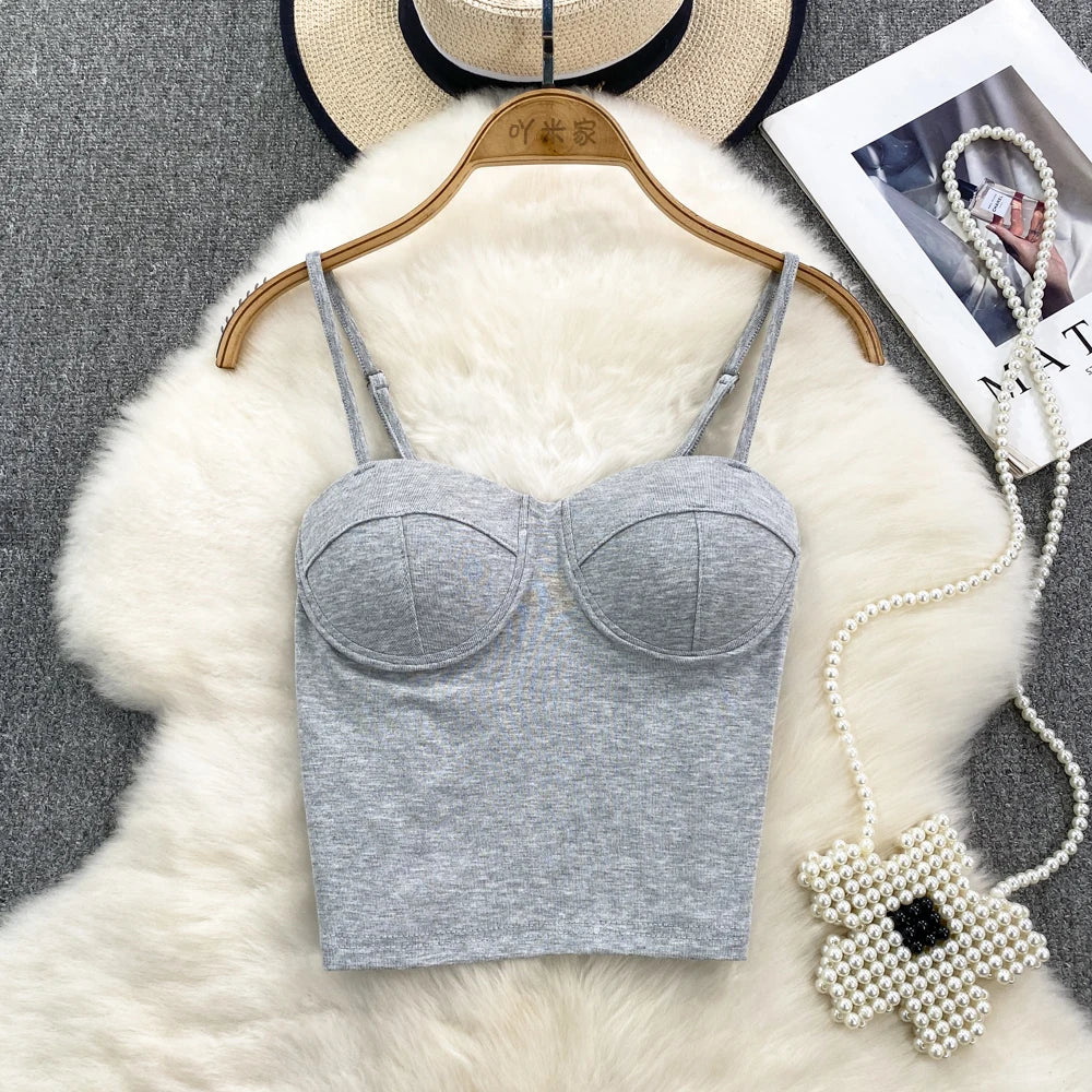 Sexy Fashion Design Camisole Tank Top Women Slim Fit Outerwear Spicy Base Shirt Sexy Backless Vest Short Straight Cut Bodycon