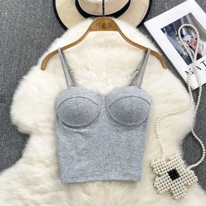 Sexy Fashion Design Camisole Tank Top Women Slim Fit Outerwear Spicy Base Shirt Sexy Backless Vest Short Straight Cut Bodycon