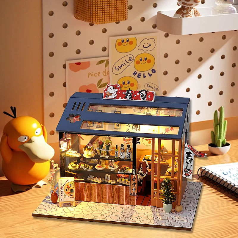 Wooden 3D Puzzles Mini Doll House DIY Small House Kits Assembly Model Building Room Bedroom With Furniture Dollhouse Xmas Gifts
