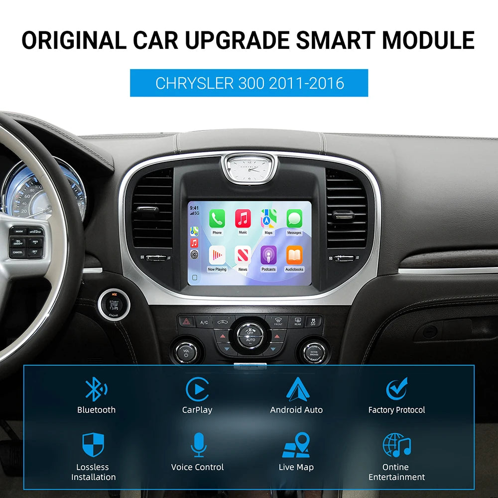 Wireless CarPlay Android Auto Retrofit Kit Decoder Box For Chrysler 300 Series 2011 2012 2013 2014 2015 2016