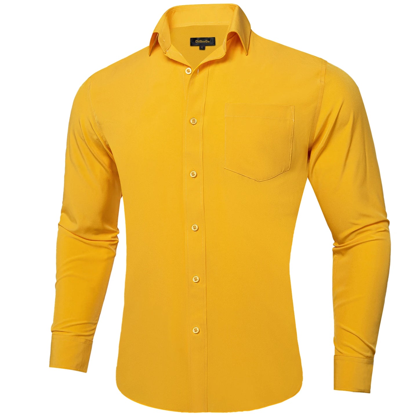 Solid Men Shirts Long Sleeve Cotton Polyester Blue Green Yellow Classic Basic Casual Slim Business Office Shirts Clothes