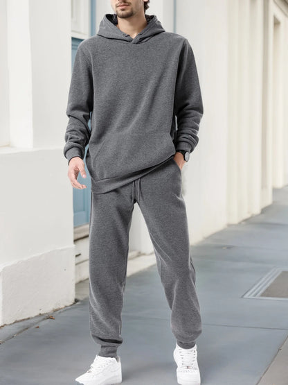 2025 Men's Autumn and Winter New Solid Color Hoodie+pants Two-piece Set Fashionable Casual Sports Set Size S-3XL Men's Tracksuit