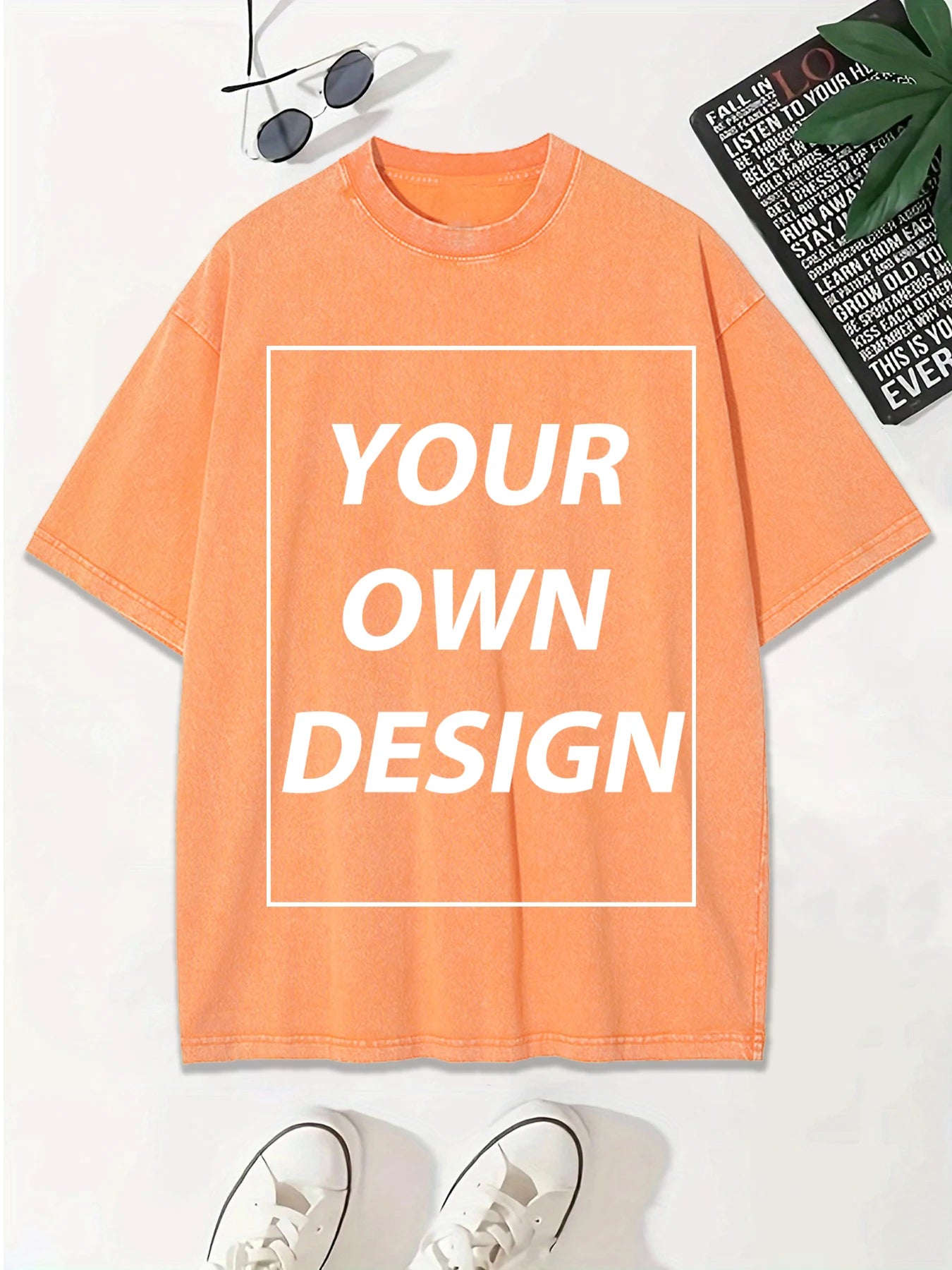 Personalized Custom Your Photo T Shirt Mens Summer Cotton Washed T-Shirt Breathable Fashion Short Sleeve Street Casual Retro Top