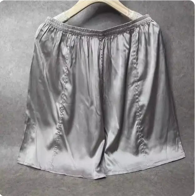 100% Mulberry Silk Men Boxer Underwear Couple Rubber Band Thin Short Home Pants Promotion Woman Can Wear