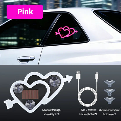 Car Neon Lights Ambient Lighting Interior Decoration Lights Wiring Free Solar Heart Lights Triangular Window Lights Modification