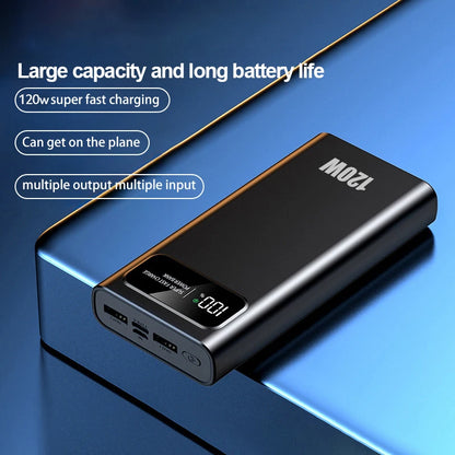 200000mAh Ultra Capacity 120W Super Fast Charging LED Digital Display Mobile PowerBank Portable External Battery For IPhone