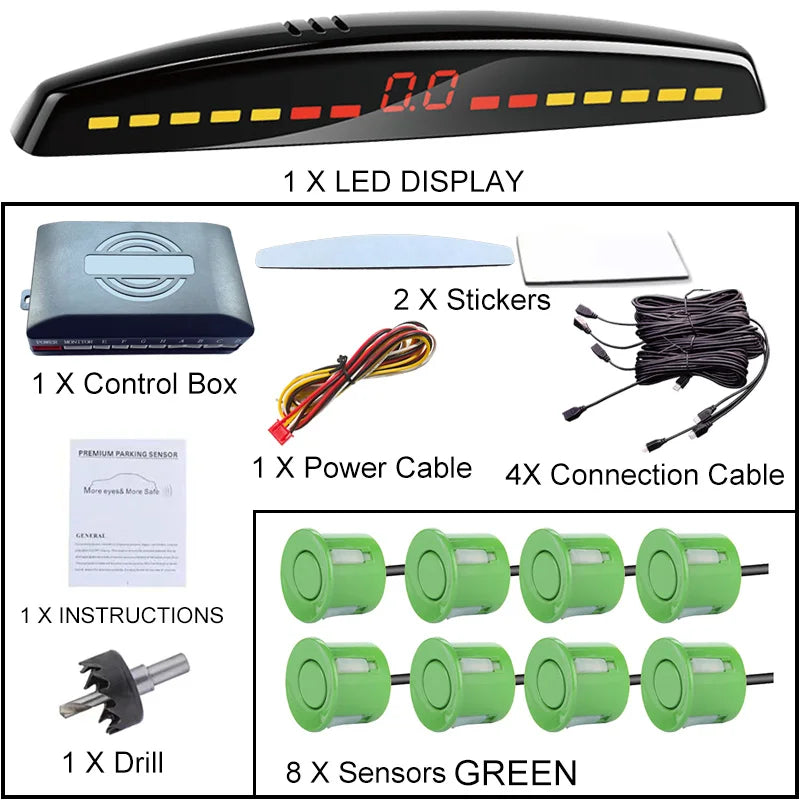 22mm Smart Parking Sensor 12V Universal Car Safety Assistant Visual Audible Alert Easy Install for Safe Driving