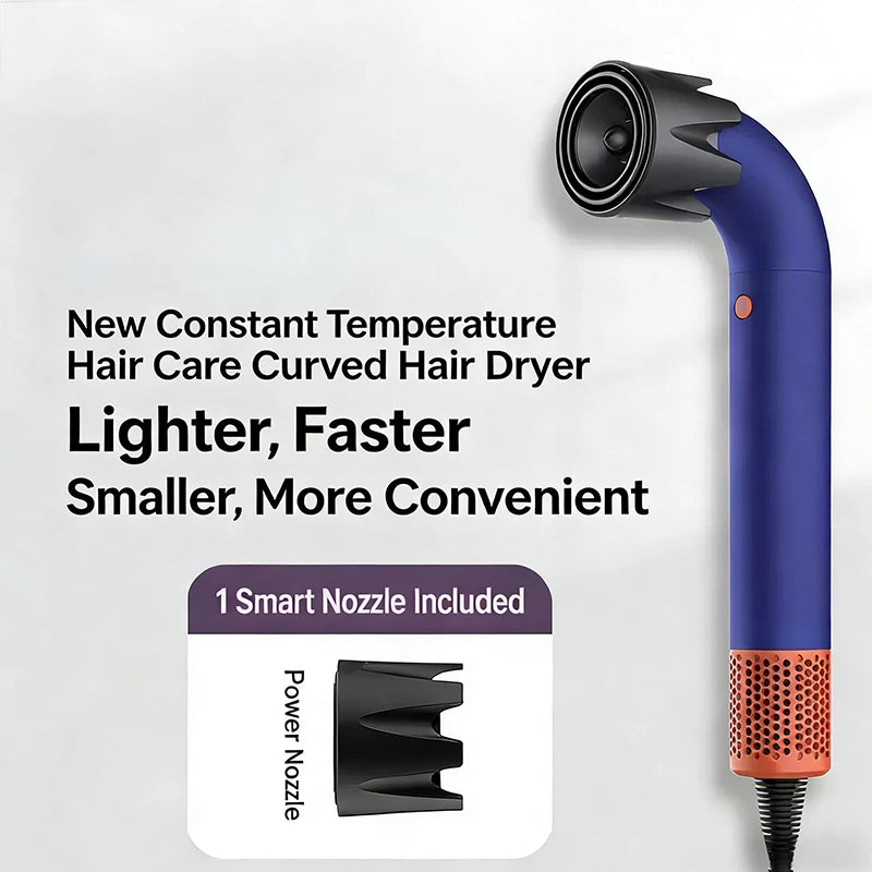 Professional High-Speed Hair Dryer with Curved Tube 30-Second Quick Drying Strong Wind Power for Efficient Styling