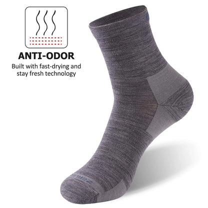 ZEALWOOD 3 Pairs Lifestyle Series Merino Wool Running Socks Men Women Crew Anti-blister Cushion Athletic Sock Ultra-Light Tennis