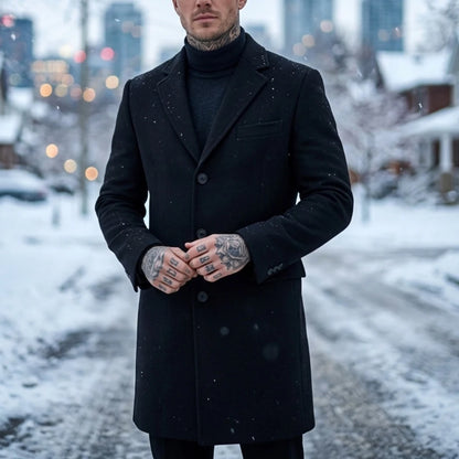 New Men's Casual Suit Jacket Autumn Winter Warm Outdoor Overcoat Single Breasted Trench Coat Street Men's Woolen Blend Jacket