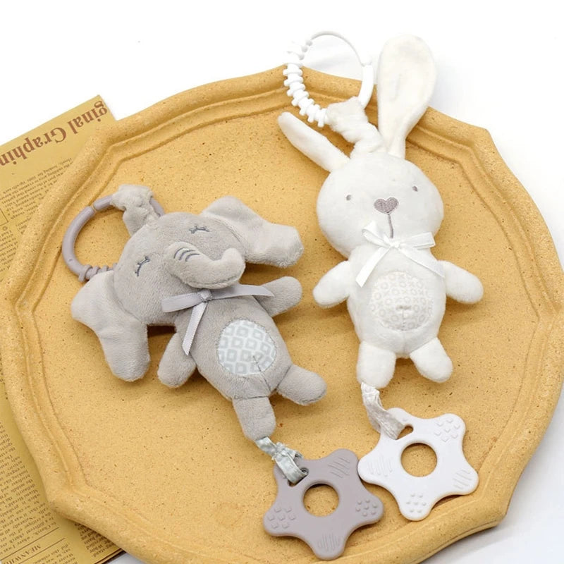 Cartoon Animal Shake Bell Pendant Plush Elephant Rabbit Cute Rattle Windchime G99C