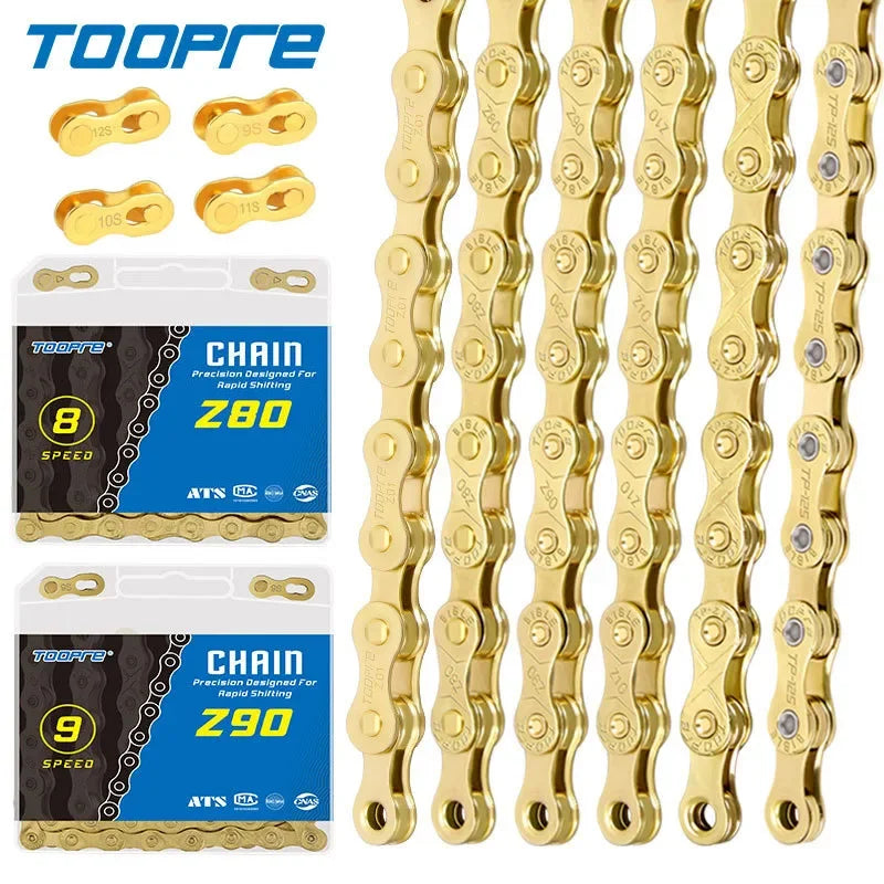 TOOPRE Bicycle chain 6 7 8 9 10 11 12 speed MTB Road bike Chain Single Speed Velocidade Electroplated Silver Golden Chain 116L