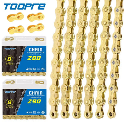 TOOPRE Bicycle chain 6 7 8 9 10 11 12 speed MTB Road bike Chain Single Speed Velocidade Electroplated Silver Golden Chain 116L
