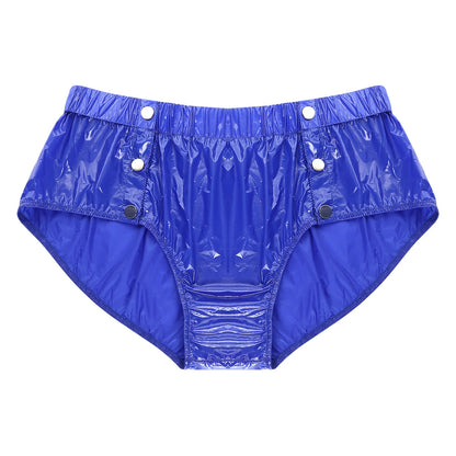 Mens Waterproof Incontinence Diaper Cover Solid Color Elastic Waistband Side Pressing Button Tear-away Washable Briefs Underwear