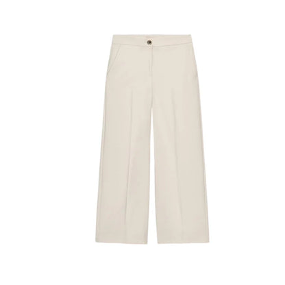 High Waist Wide Leg Pants Zipper Decoration Short Sleeve Turn-down Collar Single Pocket Decoration Fashion Set for Women