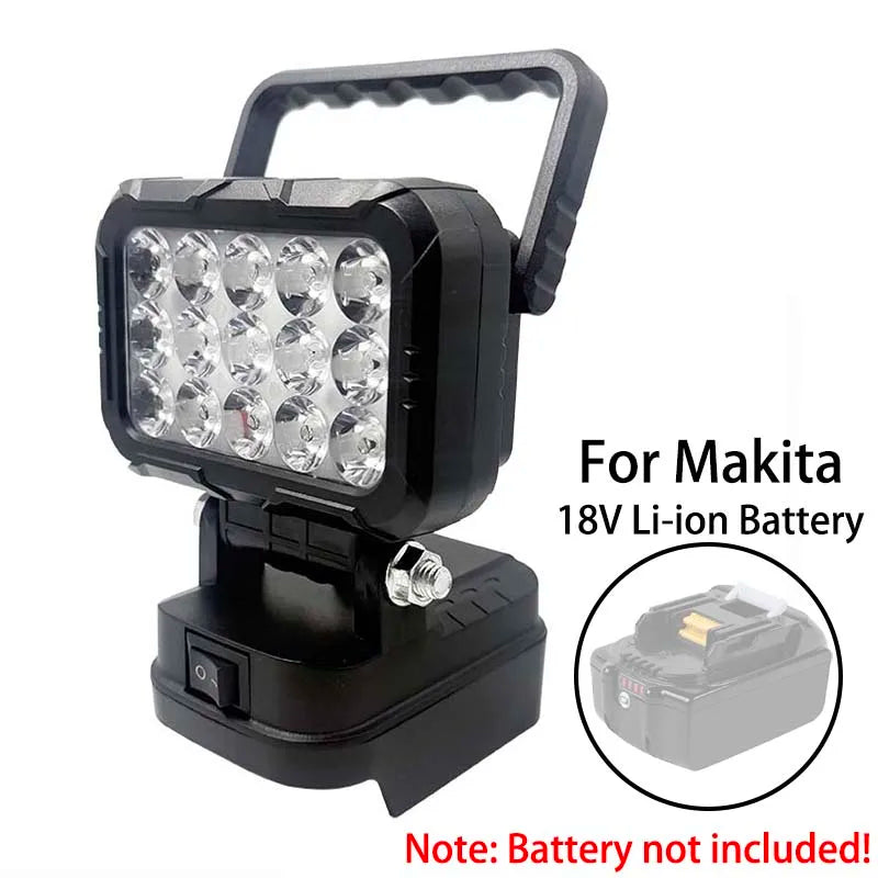 Power Tool Parts for Makita for Milwaukee for Dewalt 18V Lithium Battery LED Work Lights Lamp Hand Lantern Spotlight USB Charger
