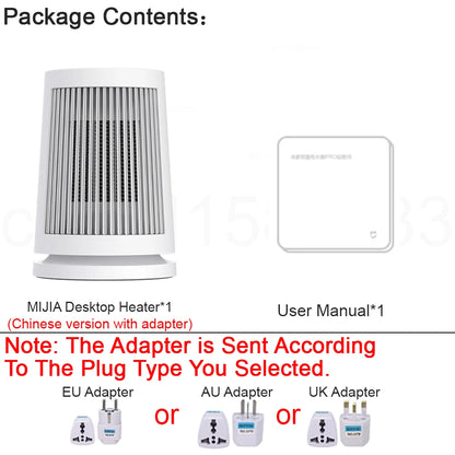 MIJIA Desktop Fan Heater,45° Oscillating,PTC Ceramic Indoor Electric Heaters,Compact Lightweight,CN Version With Adapter